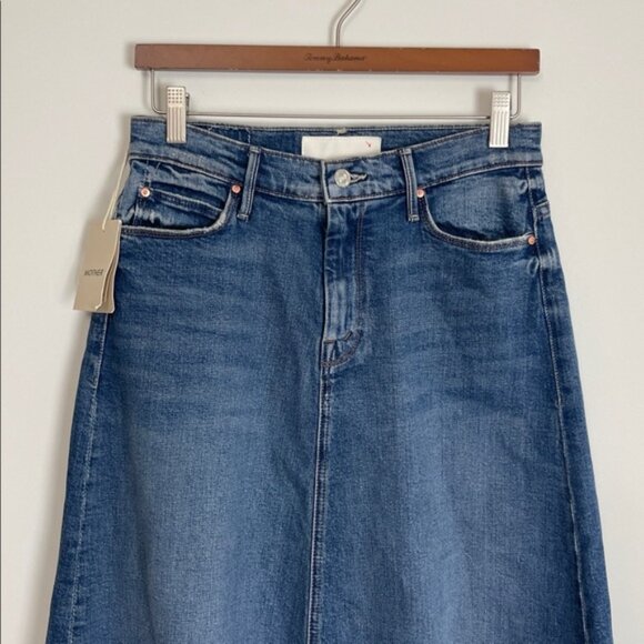 MOTHER The circle midi Fray Blue Denim Skirt size 27 - Picture 4 of 16